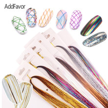 AddFavor Rainbow Glitter Nail Decal Lines Holographic Nail Striping Decal Filament Manicure Design Nail Art Tips Decorations 2024 - buy cheap