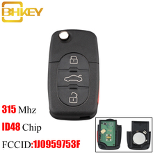 BHKEY 3 + 1 кнопка дистанционный ключ-брелок от машины для VW Volkswagen 1J0959753F 315 МГц для VW Volkswagen Beetle Golf 1998-2001 ID48 чип-ключ для автомобиля 2024 - купить недорого