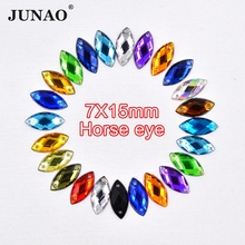 JUNAO 1000pcs 7x15mm 17 Color Crystal Sew On Rhinestones Acrylic Stones Horse Eye Crystal Sewing Flatback Strass for DIY Clothes 2024 - купить недорого