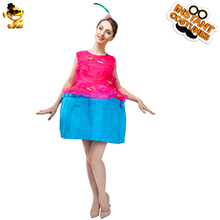 Unisex Women Mascot Funny Cupcake Costume Adult Cosplay Yummy Food Jumpsuit Set Halloween Female Party Cute Dress with Headpiece 2024 - buy cheap