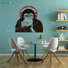 Pegatina de pared con diseño de DJ para decoración del hogar, calcomanías de mono con auriculares para sala de estar, dormitorio, murales de arte autoadhesivos YT502 2024 - compra barato