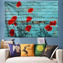 Poppies Flower Art Decoration Tapestry Wall Hanging India Tapestry Vintage Wood Hippie Wall Tapestry Bohemia Wall Cloth Large 2024 - buy cheap