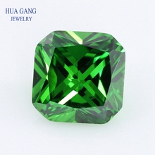 Size 3x3~12x12mm 5A Cubic Zirconia Green Square Octangle Shape Princess Cut CZ Stones Synthetic Gems For Jewelry Wholesale 2024 - buy cheap