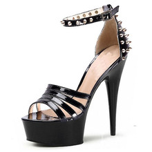 15cm stiletto sandals sexy rivet stage shoes buckle strap sexy punk strappy sandals 6 inch club party Dance Shoes 2024 - buy cheap