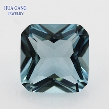 106# Blue Color Glass Gems Square Octangle Shape Princess Cut Loose Glass Beads Synthetic Gems For Jewelry Size 3x3~10x10mm 2024 - buy cheap