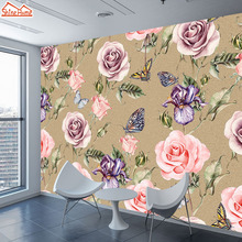 Shinehome-papel de parede para sala de estar, papel de parede preto e branco com flor de rosa e peônia para sala de estar, moderno, não tecido 2024 - compre barato