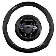 15 inch 38cm Non-slip luxury Black Leather Carbon Fiber Car Steering Wheel Cover 2024 - buy cheap