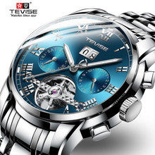 Top Luxury Brand TEVISE Men Automatic Mechanical Watch Mens Stainless steel Tourbillon Calendar Wristwatch  Relogio Masculino 2024 - buy cheap
