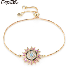 Pipitree Colorful AAA Cubic Zircon Sun Bracelet Brass Adjustable Chain Evil Eye Charm Bracelets & Bangles Jewelry for Men Women 2024 - buy cheap