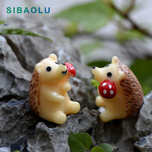 2pc Hedgehog Figurine Miniature Statue Decoration For Mini Fairy Garden Micro Landscape Cartoon Animal Resin Craft 2024 - buy cheap