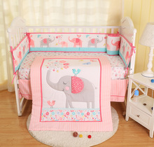 Promotion! 7PCS baby girls bedding sets blanket crib bumper bed sheet Embroidered(4bumper+duvet+bed cover+bed skirt+duvet) 2024 - buy cheap