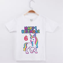 Camisa de algodão infantil, camiseta para meninos e meninas, roupas curtas de aniversário, cavalo, 1 a 13 anos, recém-chegado, 2019 2024 - compre barato