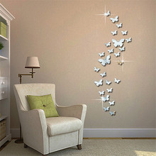 12pcs 3D Mirror Butterfly Wall Stickers Decal Wall Art Removable Homer Room Christmas Party Wedding Silver DIY Decal Wall Paper 2024 - buy cheap