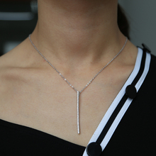 simple bar cz paved bar dainty delicate simple sexy Y boho bar charm fashion women wholesale jewelry sparking shiny necklace 2024 - buy cheap