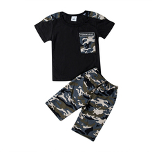Комплекты камуфляжной одежды из 2 предметов для маленьких мальчиков летняя футболка с короткими рукавами топы + шорты комплекты из 2 предметов 2024 - купить недорого