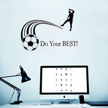 Removable Sport Wall Sticker Soccer Player Vinyl Art Wall Sticker With Do Your Best Quote Wall Mural For Home Decoration Y-568 2024 - buy cheap