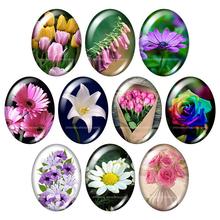 New Flowers Rose Daisy lily 13x18mm/18x25mm/30x40mm mixed Oval photo glass cabochon demo flat back Jewelry findings TB0007 2024 - buy cheap