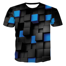 2019 novedad para verano 3D Negro Azul enrejado camiseta hombres de manga corta personalidad camiseta divertida hombres tops espacio Virtual camiseta homme 2024 - compra barato