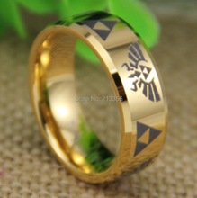 Cheap Price Free Shipping 2013 USA UK CANADA Hot Selling 8MM Legend of Zelda Golden Bevel Tungsten Ring Men's Wedding Band Ring 2024 - buy cheap