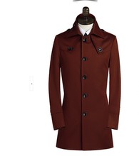 Wine red grey black khaki single breasted coats medium-long slim long trench coat men trench coat men plus size handsome S - 3XL 2024 - buy cheap