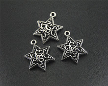 30 peças cor prata filigrana estrela pingente pingente diy colar achados 17x21mm a1502 2024 - compre barato