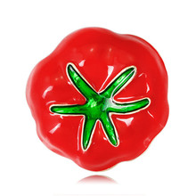 Broche de legumes esmaltado, pino vermelho, tomates, planta, corsage, clipes para terno, lenço, vestido, mulheres, joias 2024 - compre barato