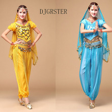 DJGRSTER Costumes Indian Belly Dance Costumes Top+skirt+waist chain+veil+hand chain 5pcs/Set For Women bellydance costume 2024 - buy cheap