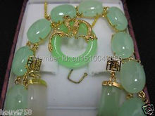 Hot sale FREE SHIP>>>Charming Set Jewelry Green STONE Bracelet earring pendant 2024 - buy cheap