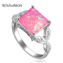Trendy Square shape new coming silver plated Ring Purple fire Opal Fashion Jewelry Rings USA size #6.5 #7.5 #8#9 OR553 2024 - buy cheap