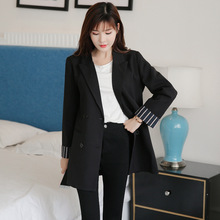 Women blazers and jackets fashion casual suit women fold sleeves contrast color elegant long commuter temperament suit jacket 2024 - buy cheap