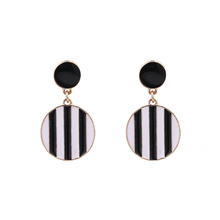 New Fashion Classic black white Stripes Earring simple Round Statement Drop Earrings For Women ear Jewelry wholesale Gift 2020 2024 - buy cheap