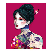 Pintura de diamantes de imitación de Geisha japonesa, retrato de mujer, taladro completo redondo 5D, mosaico bordado, punto de cruz, regalos para decoración del hogar 2024 - compra barato