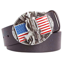 Cinturón de cuero con hebilla de vaquero para hombre, cinturón de cuero auténtico estilo americano, cinturón de vaca del Oeste Salvaje para chico 2024 - compra barato
