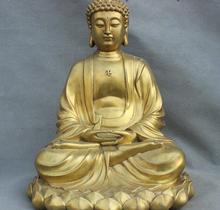 Изысканные Тибет Буддизм латунь сидеть лотоса Шакьямуни Амитабха статуя Будды 2024 - купить недорого