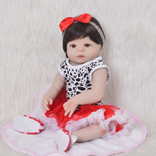 Lovely 23'"Reborn Girl Doll Full Silicone Body Brown Hair Reborn Dolls Lifesize Kids Playmates Baby Toys Girl Birthday Gifts 2024 - buy cheap