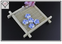 Atacado acessórios de contas de amuleto 10 visual 15mm flor azul impressão porcelana cerâmica descobertas faça você mesmo ajuste jóias artesanato fazer 2024 - compre barato