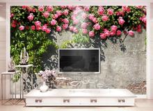 Custom 3D mural wallpaper romantic aesthetic climbing rose 3D TV background wall paper decorative painting 2024 - buy cheap