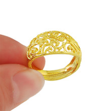 Anillos de diseño Simple de marca, anillo de dedo ajustable de diseño hueco, chapado en oro al vacío, joyería de compromiso R005 2024 - compra barato