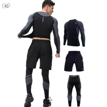 Mens Quick Dry Long Sleeve 3 PCS Running Suit 2019 Gym Fitness Clothing Male Workout Sports Set Clothes Athletic Yoga Sportswear 2024 - buy cheap