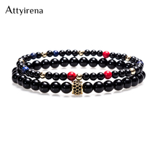 New Yoga Energy Bracelets For Women Natural Onxy Stone Beads CZ Stopper 2pcs/set Handmade Boho Bracelet Dropship Pulseras Mujer 2024 - buy cheap