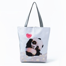 Miyahouse bolsa de ombro feminina, bolsa fofa de panda, estampada, grande capacidade, para praia, sacola de compras 2024 - compre barato