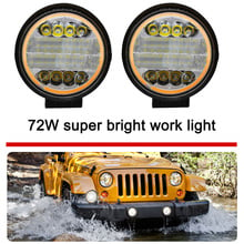 Ladiami 72W 4inch 6000K LED Bar White Light with Yellow Halo Round Led Work Lights Drl 12v 24v for Car SUV Trucks Fog Lamp 2024 - buy cheap