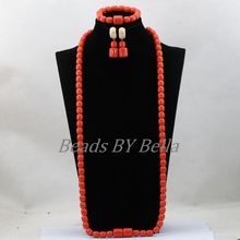 36inches Long African Beaded Necklace Set Artificial Coral Fashion Wedding Party New Women Gift Jewelry Set Free Shipping ABL227 2024 - buy cheap