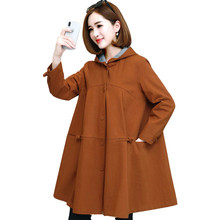 Novo sobretudo feminino longo solto com capuz, casaco feminino plus size 3xl l24 2024 - compre barato