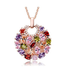 Nova moda original jóias de cristal de swarovskis mona lisa colorido zircão pingente redondo flor lua colar 2024 - compre barato