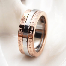 Mangopie anel de titânio com rotação criativa, anel de letras douradas rosas, de prata e branco rotativo 2024 - compre barato