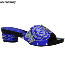 New Arrival Sandalias Rasteiras Femininas 2018 Nigerian Women Wedding Shoes Decorated with Rhinestone Ladies Sandals with Heels 2024 - buy cheap