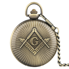 Masonic Vinatge Theme Full Hunter Bronze Pocket Watch Men Women Retro Antique Fob Chain Necklace Pendant Quartz Watch Clock Gift 2024 - buy cheap