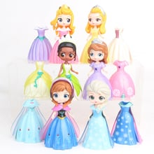 12pcs/set Princess Elsa Anna Sofia Sophia Snow White Mermaid figure With Magic Clip Change Dress Figure Toy for children 2024 - buy cheap