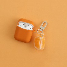 Funda de silicona naranja para Apple Airpods, funda protectora para auriculares inalámbricos con Bluetooth, accesorios para Airpods 2024 - compra barato